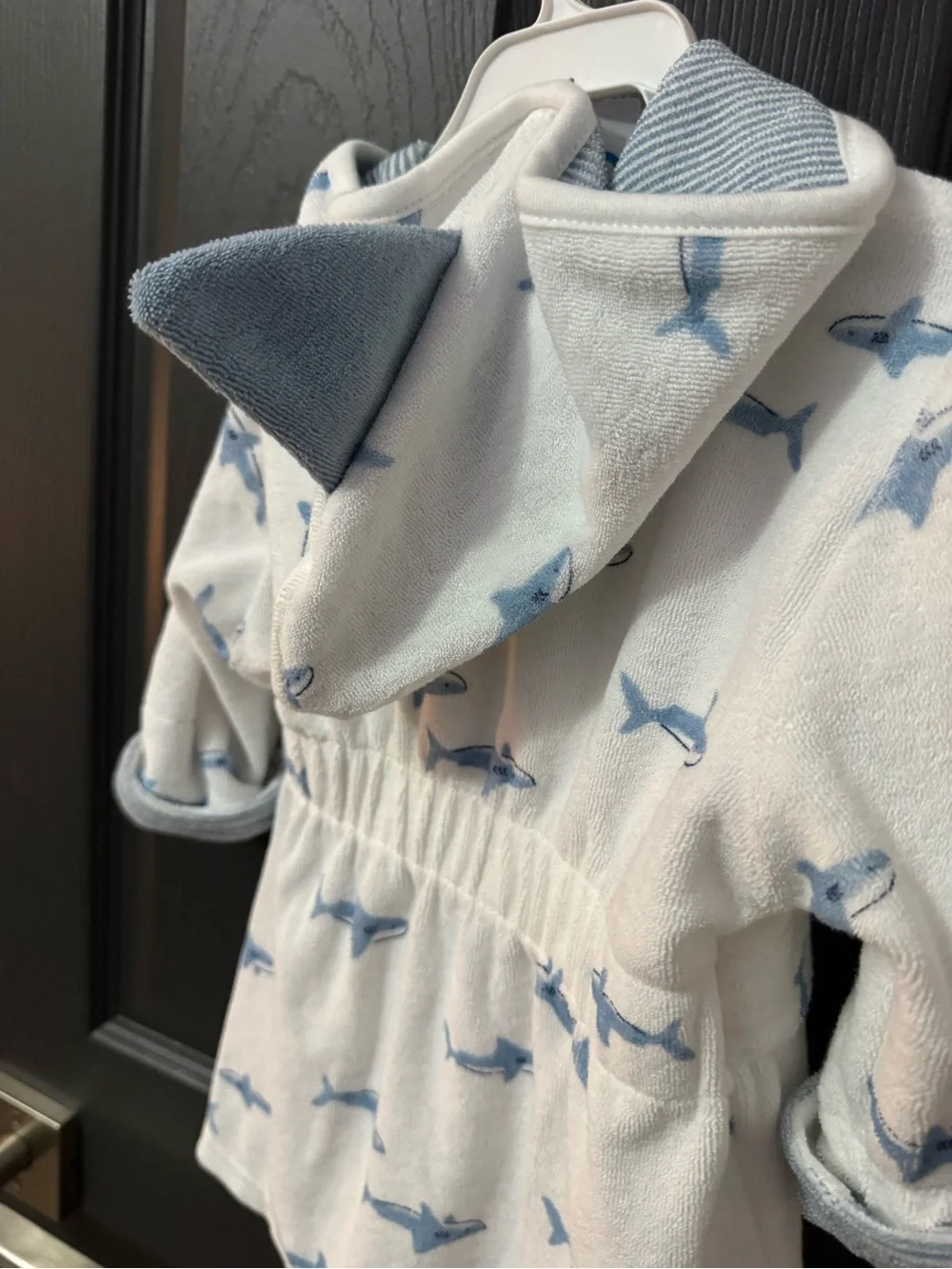 Carter’s White & Light Blue Shark Hooded Kids Robe